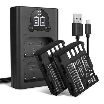 2x akku kameraan Panasonic DC-GH5 DC-GH5s DMC-GH4 GH4 GH4r GH4h GH3 DMC-GH3h GH3a G9 - DMW-BLF19 DMW-BLF19E DMW-BLF19PP vaihtoakku, 1600mAh + Tupla Laturi DMW-BTC10