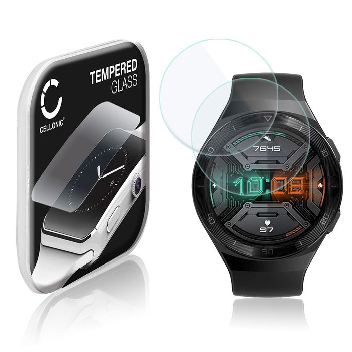 2x Näytönsuojalasi älykelloon Huawei Watch GT2e - 2.5D, 9H, 0,33mm, Full Glue - Läpinäkyvä älykellon suojalasi