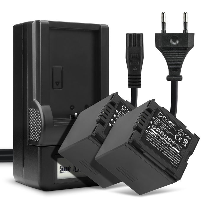 2x Akku + Laturi kameraan Panasonic NV-GS250, NV-GS27 -GS17 -GS400 -GS180 -GS75 -GS500 -GS320 -GS60 - CGR-DU14 CGR-DU12 CGA-DU12 (2100mAh, 7.4V) tuotemerkiltä CELLONIC