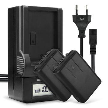 2x akku + Laturi kameraan Panasonic HC-V110, HC-V130, HC-V201 - 850mAh vaihtoakku VW-VBY100, 