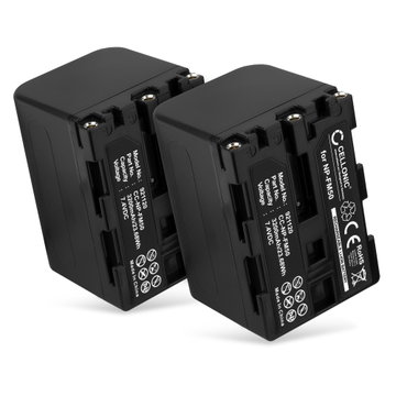 2x Akku kameraan Sony HVR-A1 HDR-SR1 HDR-HC1 GV-D1000 DCR-TRV38 TRV20 TRV330 TRV285 TRV340 TRV345 - NP-FM50 NP-FM30 NP-QM91 NP-QM71 (3200mAh, 7.4V) tuotemerkiltä CELLONIC
