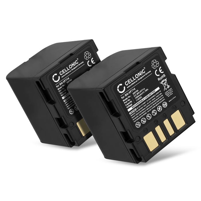 2x Akku kameraan JVC GZ-D240, GZ-D270, GZ-DF420, GR-D240, GR-D270, GR-D290, GR-DF420, GR-X5 - BN-VF714 (1500mAh, 7.4V) tuotemerkiltä CELLONIC