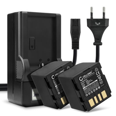 2x akku + Laturi kameraan JVC GZ-D240, GZ-D270, GZ-DF420, GR-D240, GR-D270, GR-D290, GR-DF420, GR-X5 - 1500mAh vaihtoakku BN-VF714, 