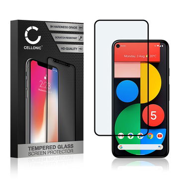 Panssarilasi puhelimeen Google Pixel 5 - 3D Case-friendly, 9H, 0,33mm, Full Glue, Musta, CELLONIC