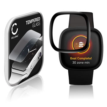Näytönsuojalasi älykelloon FitBit Versa 3 / Sense - 3D Full Cover, 9H, 0,30mm, Full Glue - Musta älykellon suojalasi