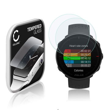 2x Näytönsuojalasi älykelloon Polar Vantage M - 2.5D, 9H, 0,33mm, Full Glue - Musta älykellon suojalasi