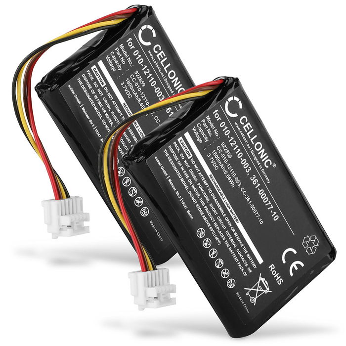 2x Akku navigaattoriin Garmin Zumo 590LM Zumo 595LM - 1800mAh, 3.6V - 3.7V, 010-12110-003 361-00077-10 616-00077-00 616-00077-10 vaihtoakku GPS-laitteeseen
