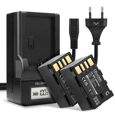 2x Akku + Laturi kameraan JVC GY-HM100 GS-TD1 GZ-MG120 GZ-MG130 GZ-MG175 GZ-MG330 GC-PX100 - BN-VF808 BN-VF815 BN-VF823 BN-VF915 (1500mAh, 7.4V) tuotemerkiltä CELLONIC