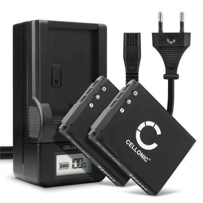 2x Akku + Laturi kameraan Sony NP-FR1, Sony DSC-F88 DSC-G1 DSC-P100 DSC-P120 DSC-P150 DSC-P200 DSC-T30 - NP-FR1 (1000mAh, 3.7V) tuotemerkiltä CELLONIC