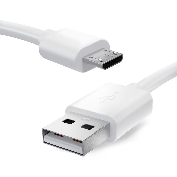 USB-johto kuulokkeisiin Blaupunkt BT 202, BT 7, BTR 60, BT 6, BT 20, BT 5, BT 50, BT 55e - 2A, 1m latausjohto. Valkoinen PVC USB-kaapeli