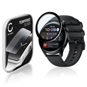 Näytönsuojalasi älykelloon Huawei Watch 3 - 46mm - 3D Full Cover, 9H, 0,33mm, Full Glue - Läpinäkyvä älykellon suojalasi