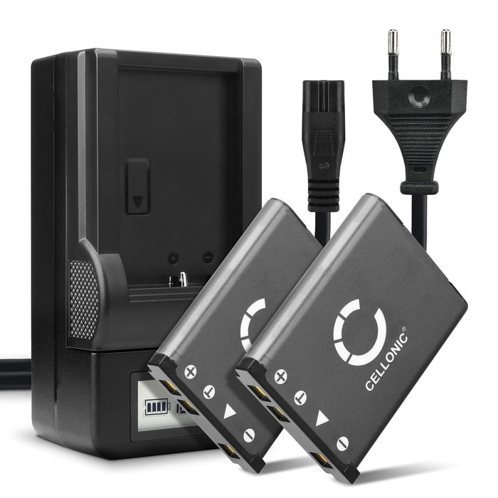 2x Akku + Laturi kameraan Praktica Luxmedia 1405 Slim. 12-Z4 Luxmedia 16-Z51 20-Z50, NP-45, PR-45 - NP-45 / PR-45 (700mAh, 3.7V) tuotemerkiltä CELLONIC