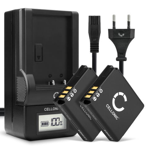 2x Battery for Fuji FinePix F20, F47fd, F40fd, F45fd NP-70 (1100mAh, 3.7V) + Charger from CELLONIC