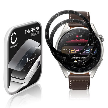 2x Näytönsuojalasi älykelloon Huawei Watch 3 Pro - 3D Full Cover, 9H, 0,33mm, Full Glue - Läpinäkyvä älykellon suojalasi