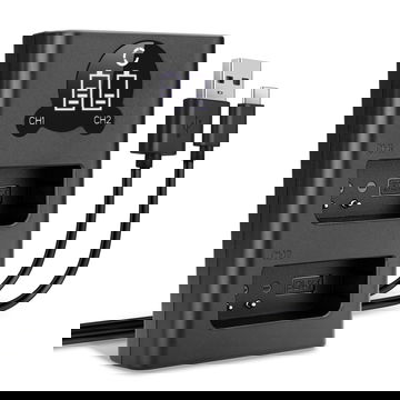 USB-kaksoislaturi (BCN-1) Olympus OM-D E-M1 OM-D E-M5 Mark II Pen E-P5 Pen-F-laitteille + 1m + USB Kaapeli valmistajalta CELLONIC