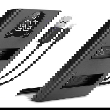 USB-kaksoislaturi (AB1, P01, PT1) DJI Osmo Action 1, CP.OS.00000020.01-laitteille + 1m + USB Kaapeli valmistajalta CELLONIC