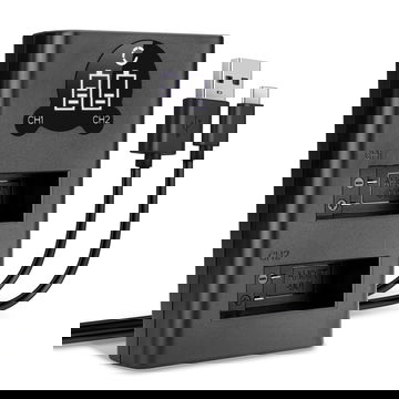 USB-kaksoislaturi (AHDBT-901) GoPro Hero 9, Hero 10, Hero 11-laitteille + 1m + USB Kaapeli valmistajalta CELLONIC