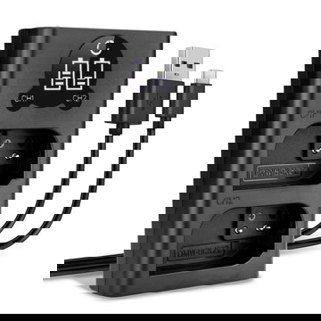 USB-kaksoislaturi (DMW-BLK22) Panasonic Lumix DC-GH5 II DC-GH6 DC-S5 G9 GH5S-laitteille + 1m + USB Kaapeli valmistajalta CELLONIC