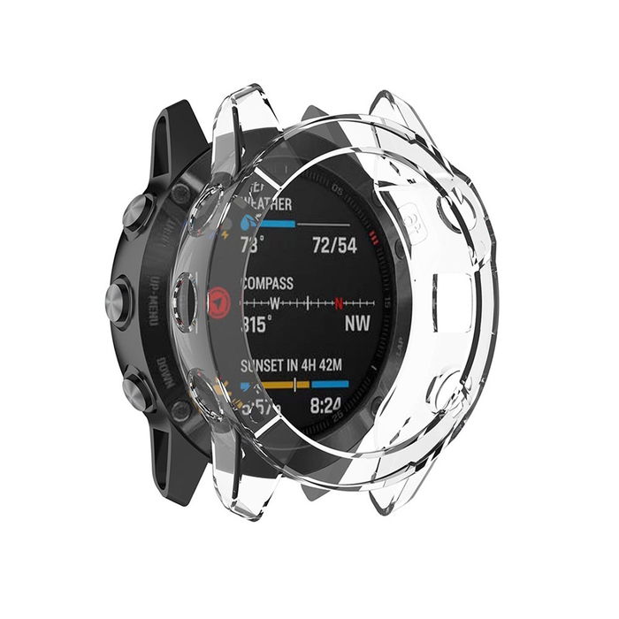 Suojakotelo Garmin Fenix 6 / Fenix 6 Pro / Fenix 6 Solar - 47mm urheilukellolle - Läpinäkyvä TPU
