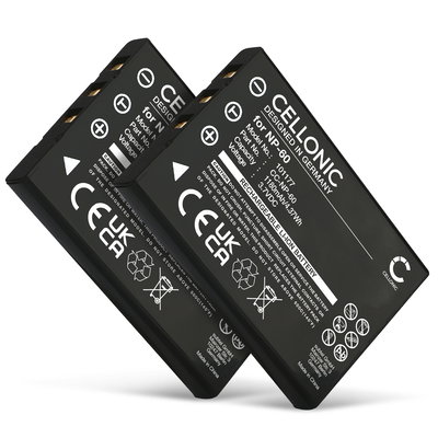 2x Akku kameraan JAY-tech JayCam CX330 Jay Media JayCam DXC11 i430 i6628 - NP-60 (1180mAh, 3.7V) tuotemerkiltä CELLONIC