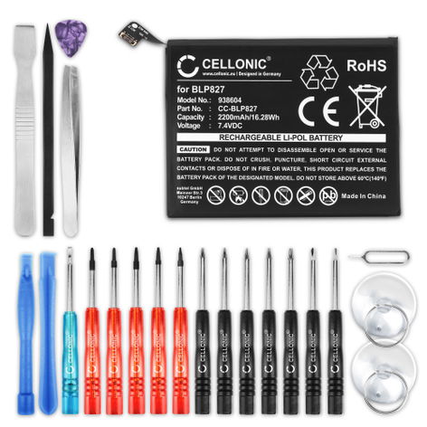 Akku OnePlus 9 Pro puhelimeen + työkalut - BLP827 (2200 mAh, 7,4 V) tuotemerkiltä CELLONIC