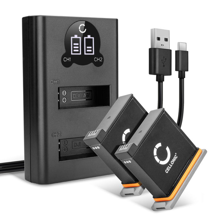 Tuplalaturi + 2 akkua kameraan DJI Osmo Action