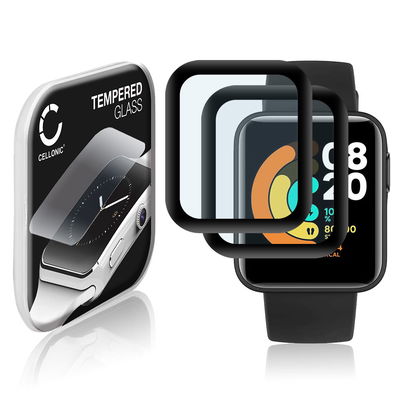2x Näytönsuojalasi älykelloon Xiaomi Mi Watch Lite - 3D Full Cover, 9H, 0,33mm, Full Glue - Läpinäkyvä älykellon suojalasi
