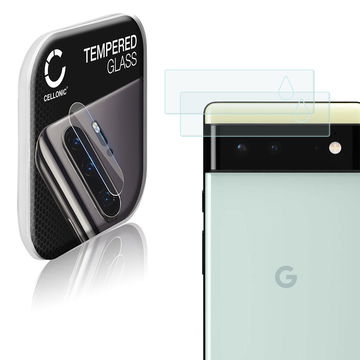 2x Puhelimen kameran suojalasi Google Pixel 6 älypuhelimeen - 9H, 0,33mm, Full Glue, Läpinäkyvä takakameran suojalasi