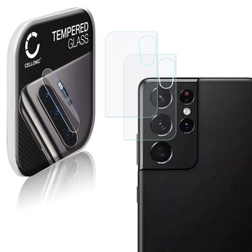 2x Puhelimen kameran suojalasi Samsung Galaxy S21 Ultra (SM-G998) älypuhelimeen - 9H, 0,33mm, Full Glue, Läpinäkyvä takakameran suojalasi