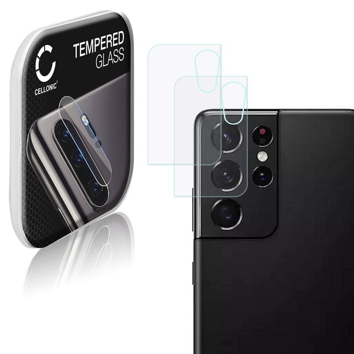 2x Puhelimen kameran suojalasi Samsung Galaxy S21 Ultra (SM-G998) älypuhelimeen - 9H, 0,33mm, Full Glue, Läpinäkyvä takakameran suojalasi