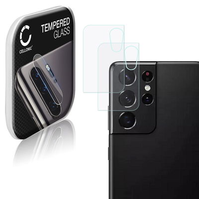 2x Puhelimen kameran suojalasi Samsung Galaxy S21 Ultra (SM-G998) älypuhelimeen - 9H, 0,33mm, Full Glue, Läpinäkyvä takakameran suojalasi