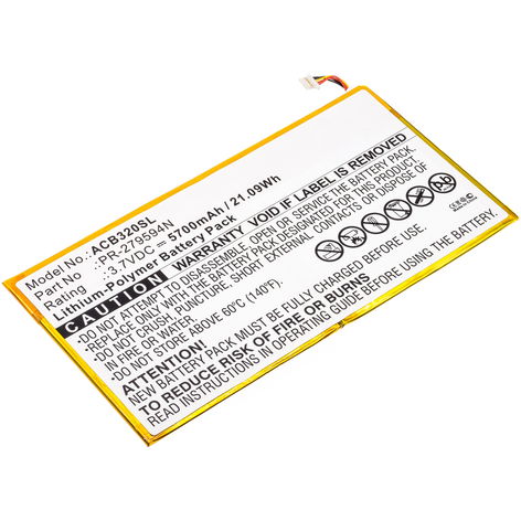 Akku: Acer Iconia One 10 (B3-A20), (B3-A30) - PR-279594N (5700 mAh, 3,7 V) tuotemerkiltä subtel