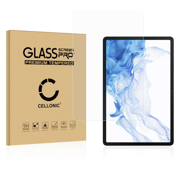 Samsung Galaxy Tab S8 Plus X806B näytönsuojalasi, karkaistu 9H lasikalvo 2.5D valmistajalta Cellonic