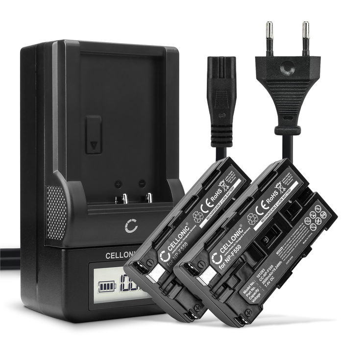 2x Vaihtoakku kameraan Sony NP-F570, vara-akku 2600mAh + Laturi