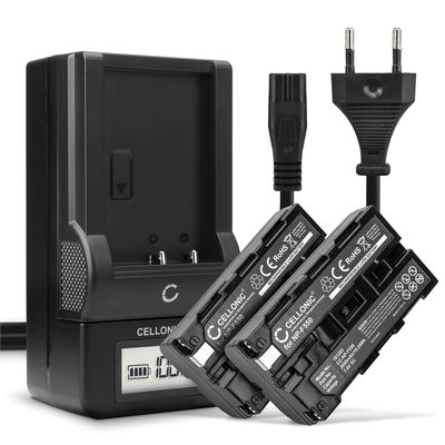 2x Akku + Laturi kameraan Sony HDR-FX1000E, HDR-FX7E, NP-F330, NP-F730, NP-F950, AC-SQ950D, BC-VM50 - NP-F550 F330 F750 (2600mAh, 7.4V) tuotemerkiltä CELLONIC