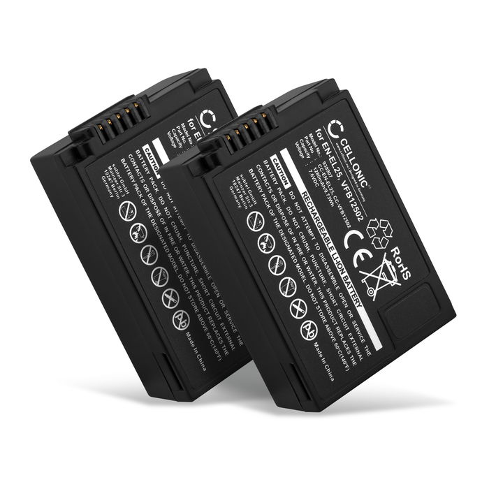 2x Vaihtoakku kameraan Nikon EN-EL25, vara-akku 1280mAh 