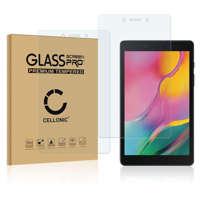 2x Näytönsuojalasi tablettiin Samsung Galaxy Tab A 8.0 (2019) SM-T290 - 2.5D, 9H, 0,33mm, Full Glue, Läpinäkyvä, CELLONIC