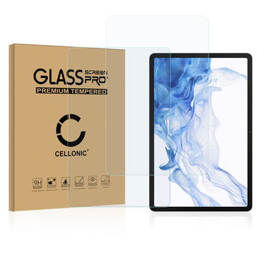 2x Näytönsuojalasi tablettiin Samsung Galaxy Tab S8 X700N - 2.5D, 9H, 0,33mm, Full Glue, Läpinäkyvä, CELLONIC