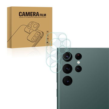 2x Panssarilasi puhelimeen Samsung Galaxy S22 Ultra - suojaa älypuhelimen kameran linssiä, 9H, 0,33mm, Full Glue, Läpinäkyvä, CELLONIC