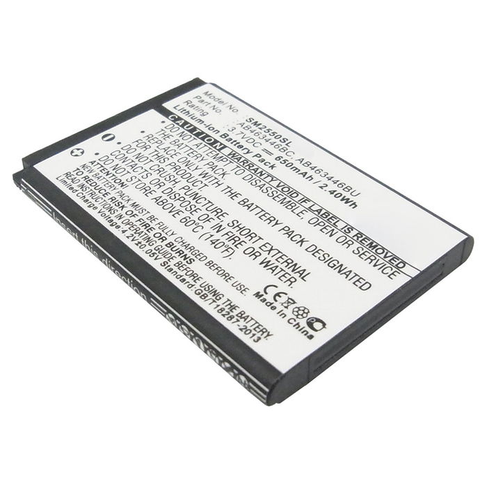 Akku kännykkään Samsung GT-C3520, GT-E1190, GT-E1150, GT-E1100, GT-E2530, SGH-E500, GT-C3750 - AB463446BU, 650mAh, 3.7V vaihtoakku