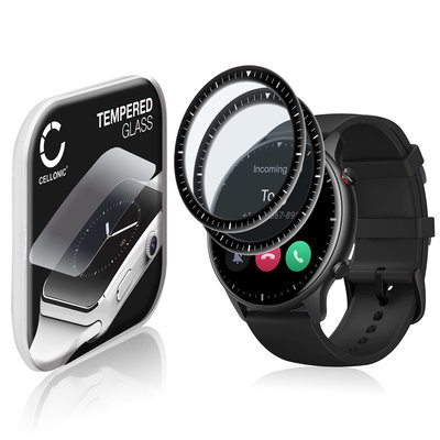 2x Näytönsuojalasi älykelloon Amazfit GTR 2 - 3D Full Cover, 9H, 0,33mm, Full Glue - Musta älykellon suojalasi