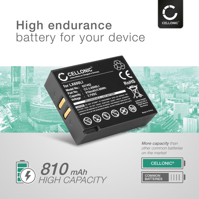 2x Akku kuulokkeisiin Eartec UltraLITE, HUB - 810mAh, 3.7V, LX600LI vaihtoakku