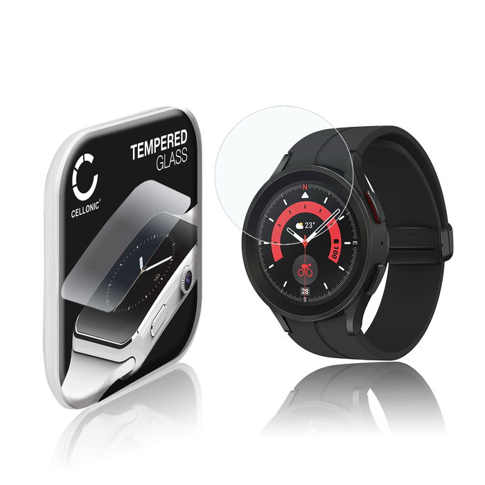Näytönsuojalasi älykelloon Samsung Galaxy Watch 5 Pro - 2.5D, 9H, 0,30mm, Full Glue - Läpinäkyvä älykellon suojalasi