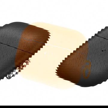 Apple AirPods Pro suojakotelo - puinen kotelo latausportilla ja pienellä metallirenkaalla