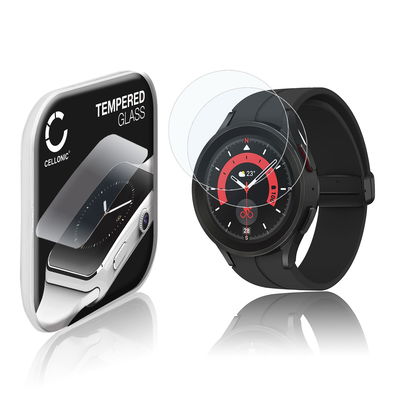 2x Näytönsuojalasi älykelloon Samsung Galaxy Watch 5 Pro - 2.5D, 9H, 0,30mm, Full Glue - Läpinäkyvä älykellon suojalasi