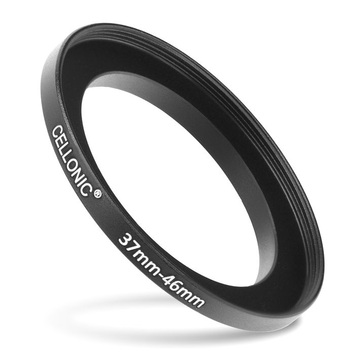 Sovitinrengas kameraan 37 mm - 46 mm, korotusrengas, matta musta step up ring