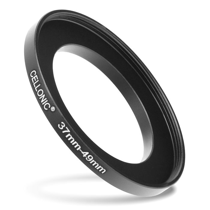 Sovitinrengas kameraan 37 mm - 49 mm, korotusrengas, matta musta step up ring