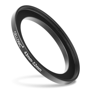 Sovitinrengas kameraan 43 mm - 52 mm, korotusrengas, matta musta step up ring