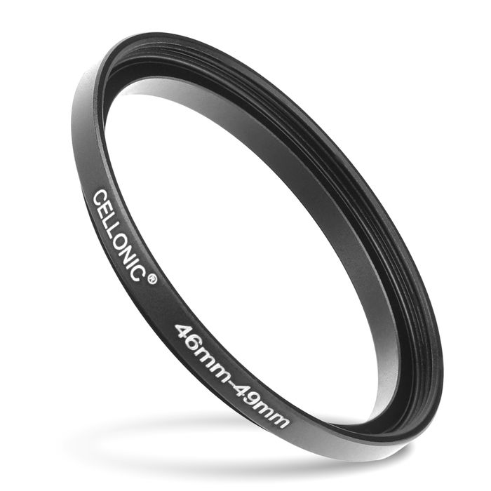 Sovitinrengas kameraan 46 mm - 49 mm, korotusrengas, matta musta step up ring