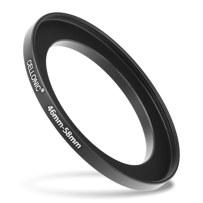 Sovitinrengas kameraan 46 mm - 58 mm, korotusrengas, matta musta step up ring